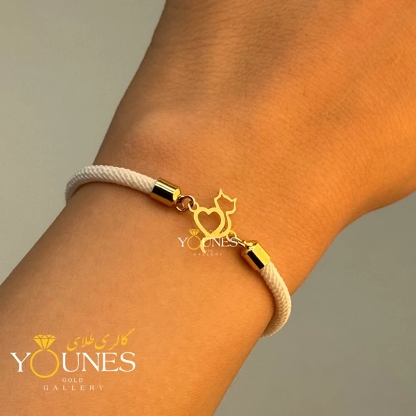 دستبند قلب و گربه طلا لیزری